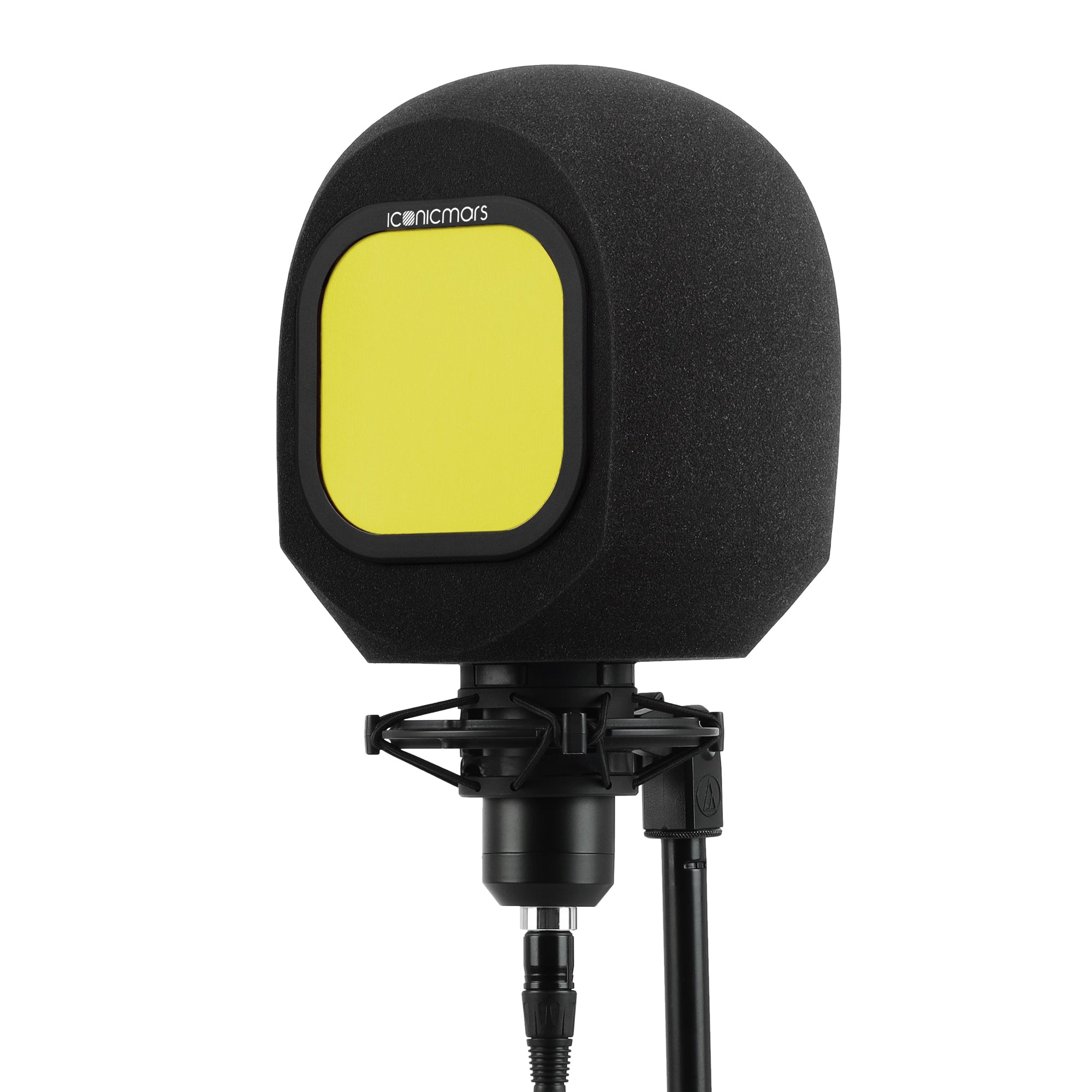 The Comet Pro with Pop Filter on Mic stand for eyeball like home recording isolation booth  -- Canary Yellow