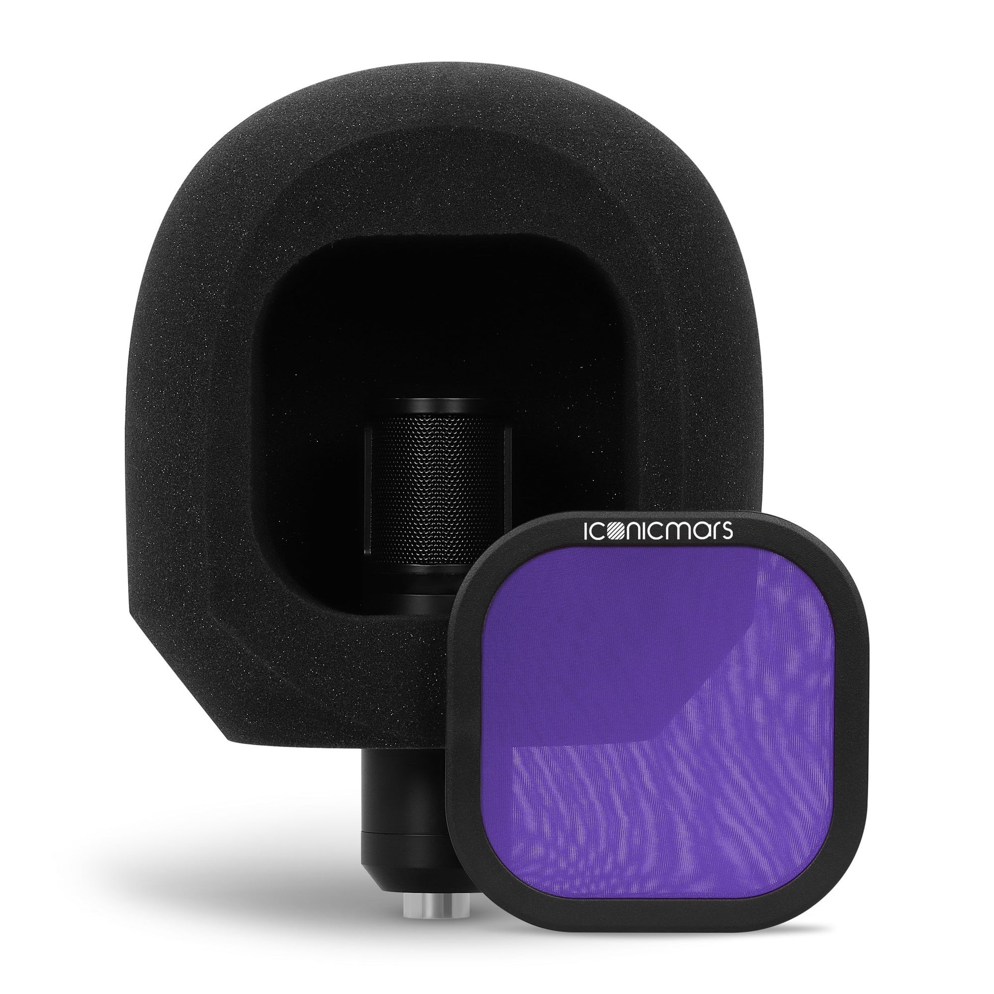 Comet Pro with pop filter front view with filter removed, used for live broadcasting, vocal booth  -- Midnight Purple