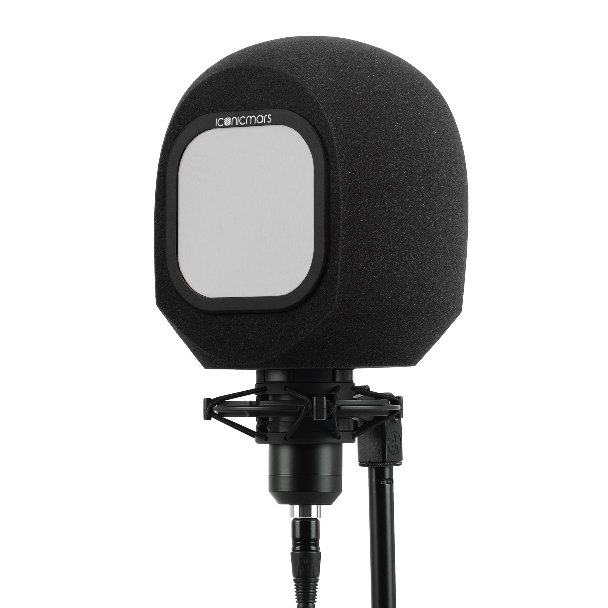 The Comet Pro with Pop Filter on Mic stand for eyeball like home recording isolation booth  -- Soft White