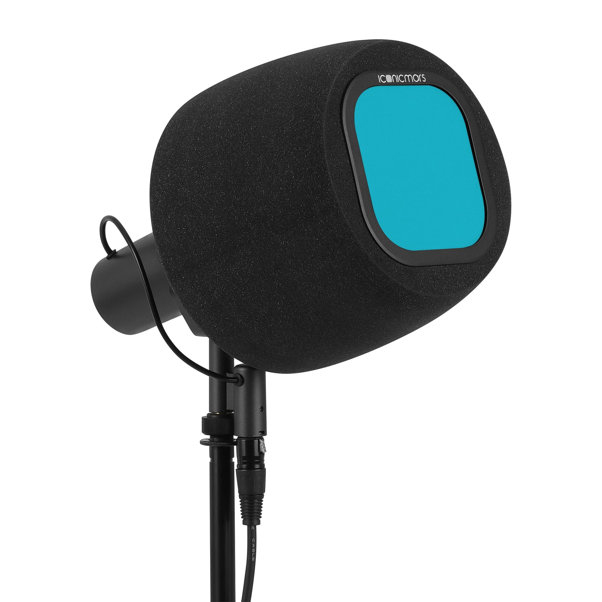 Comet X7B with pop filter, Professional isolation booth foam cover for front facing style microphone  -- Aqua Blue