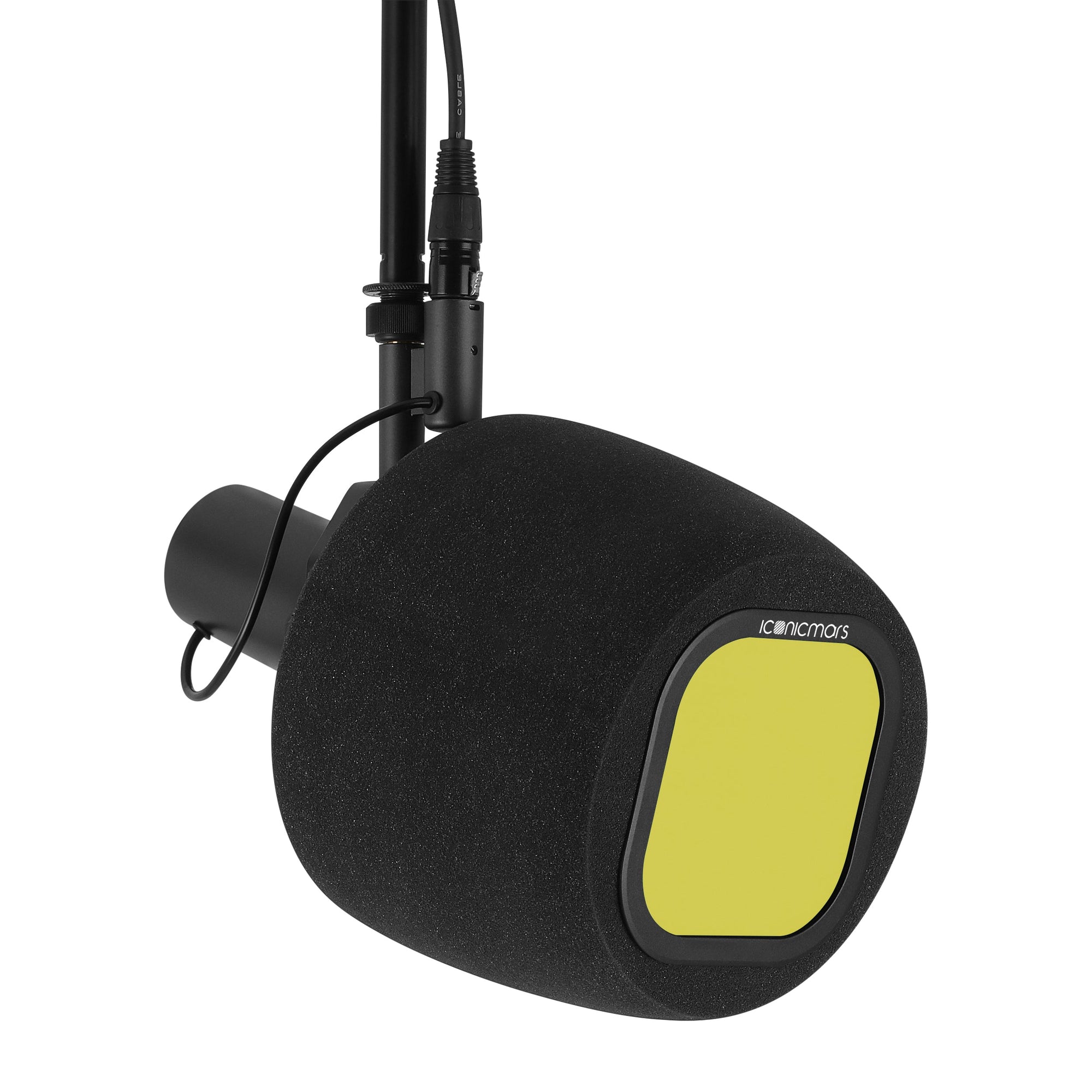 Comet X7B with pop filter on mic stand, vocal booth made for streaming, asmr, pro and home studio recording  -- Canary Yellow