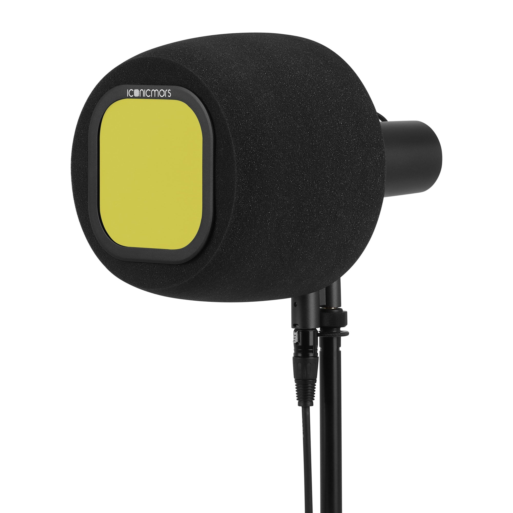 Comet X7B side with pop filter stand with eyeball like design for front facing microphone like Shure SM7B  -- Canary Yellow