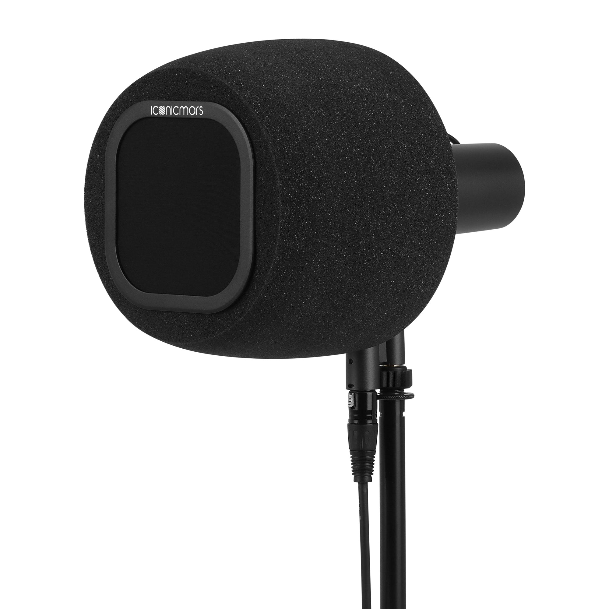 Comet X7B side with pop filter stand with eyeball like design for front facing microphone like Shure SM7B  -- Galaxy Black