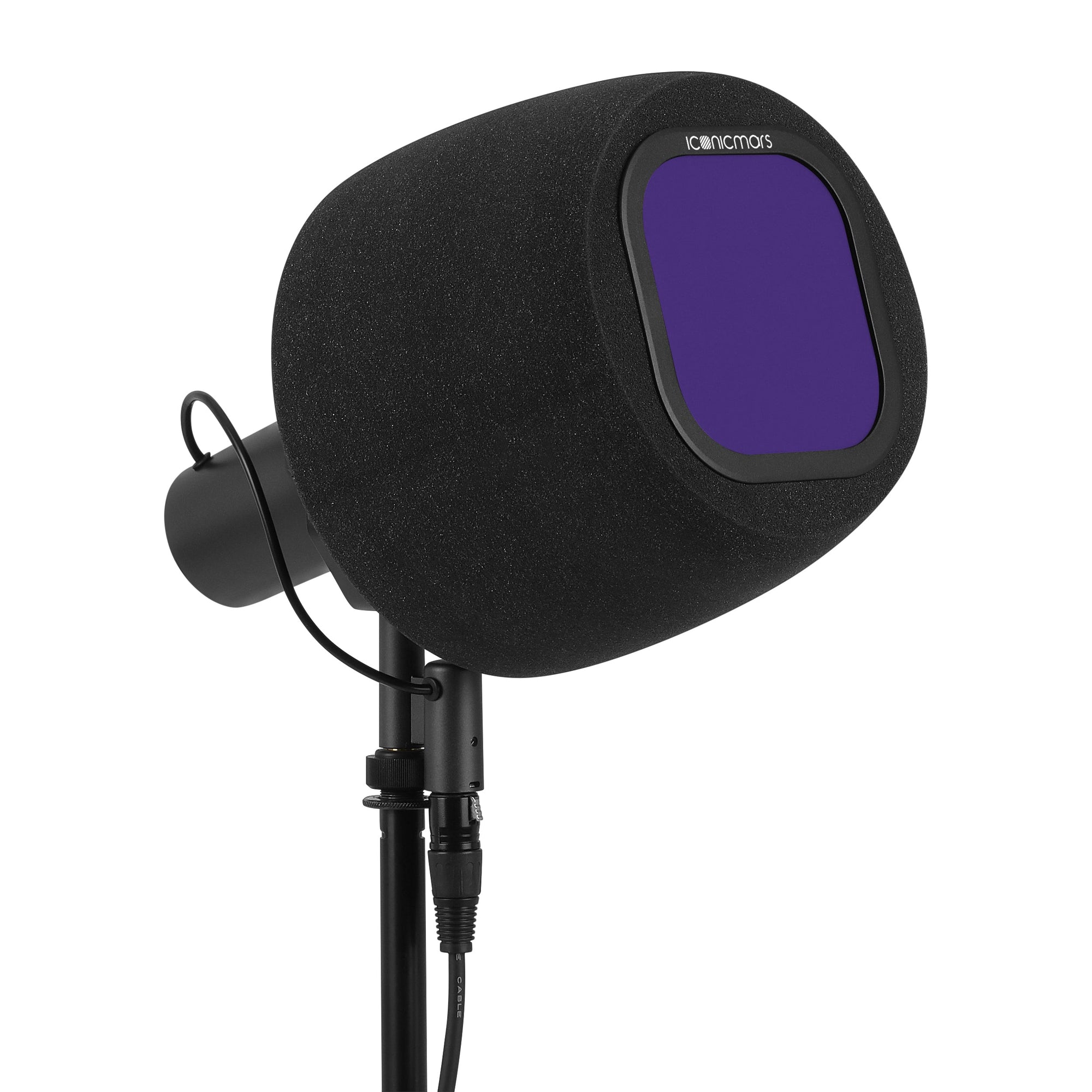 Comet X7B with pop filter, Professional isolation booth foam cover for front facing style microphone  -- Midnight Purple