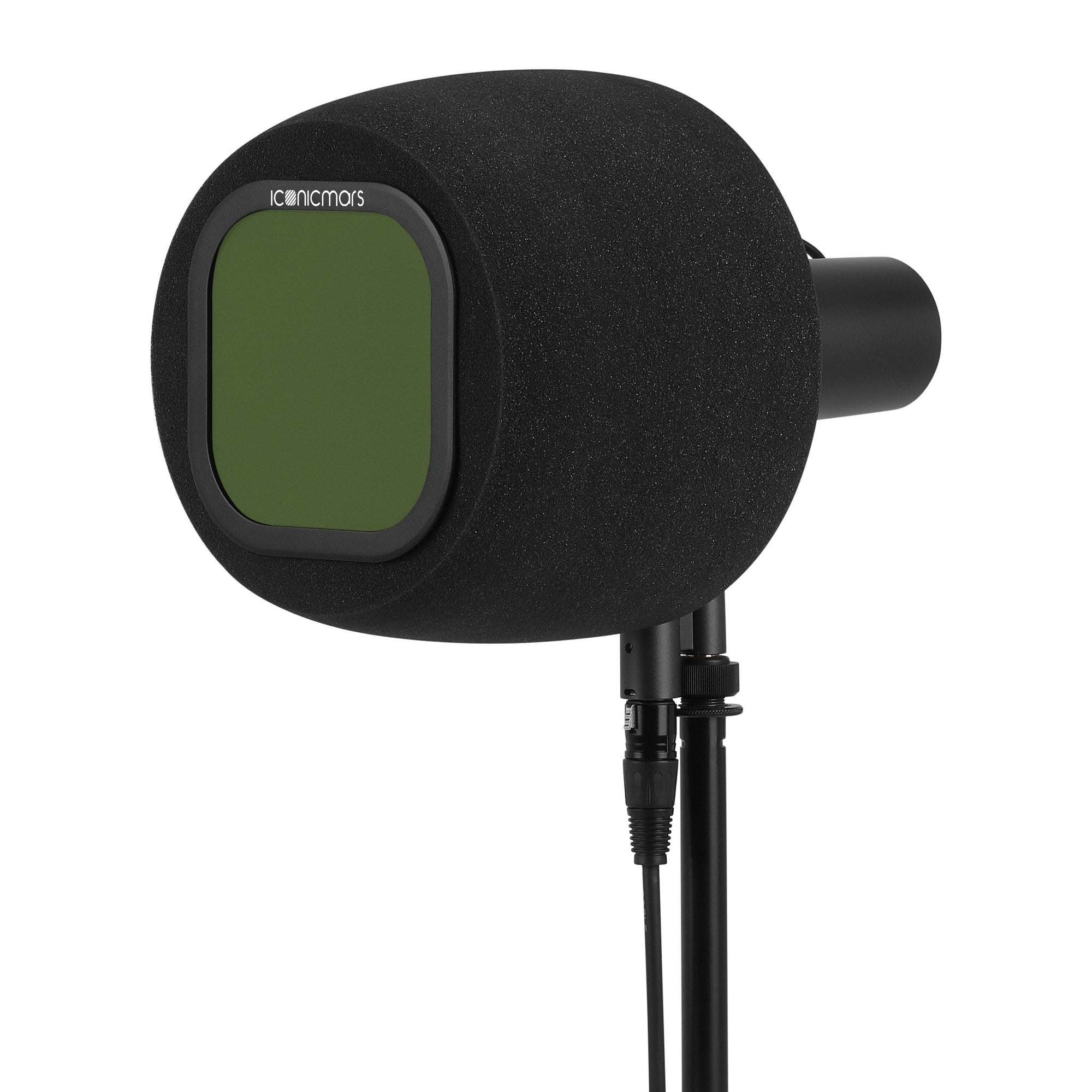 Comet X7B side with pop filter stand with eyeball like design for front facing microphone like Shure SM7B  -- Olive Green