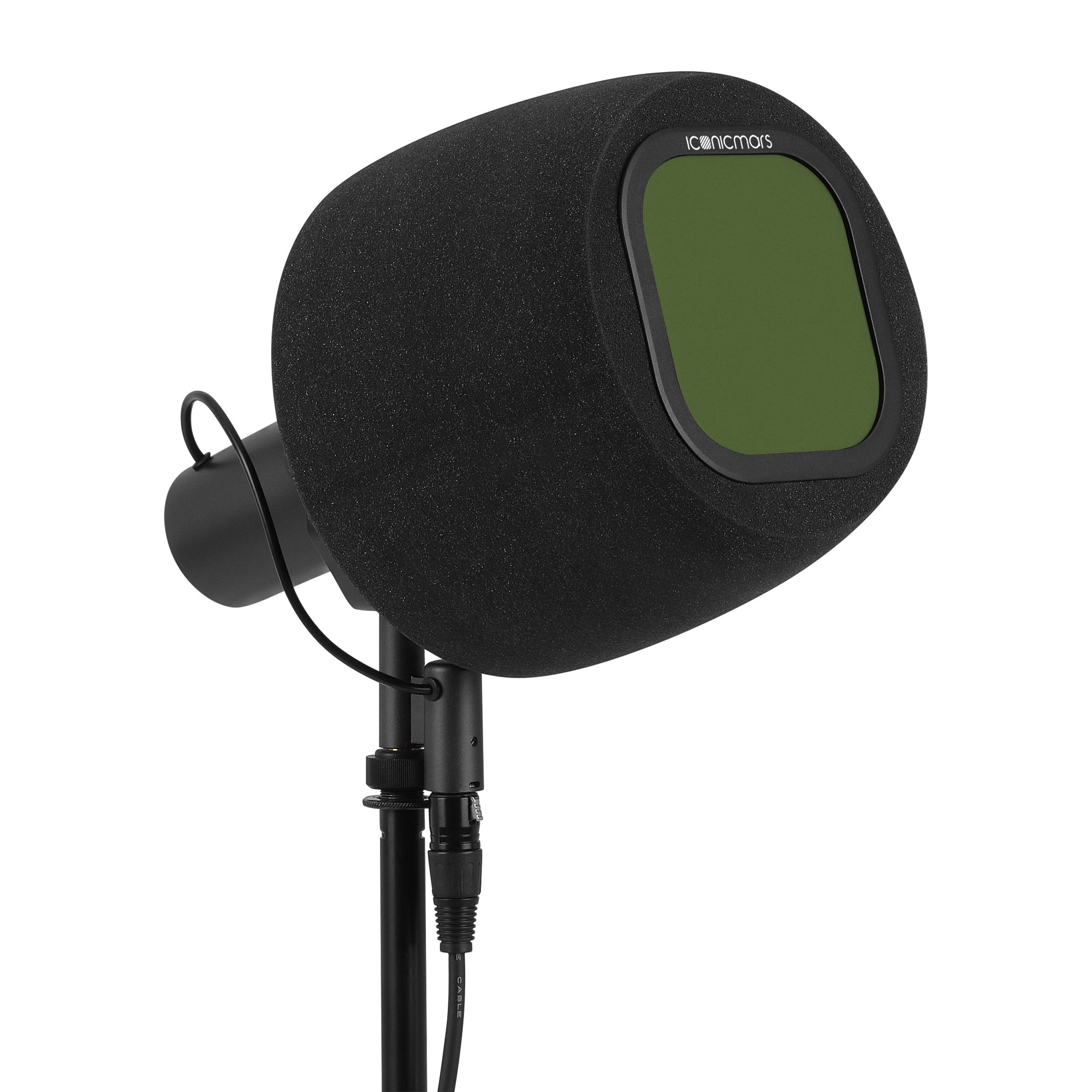 Comet X7B with pop filter, Professional isolation booth foam cover for front facing style microphone  -- Olive Green