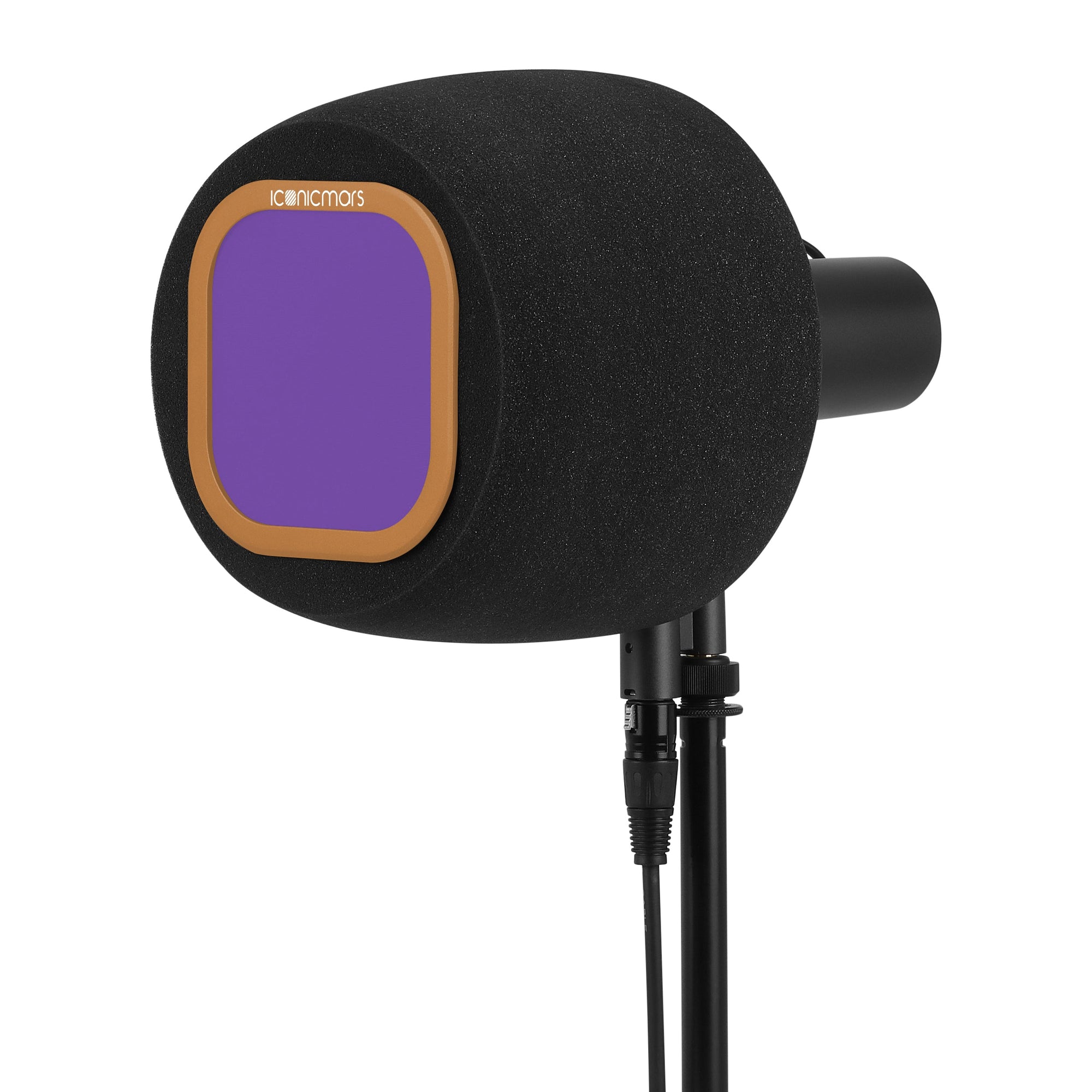 Comet X7B side with pop filter stand with eyeball like design for front facing microphone like Shure SM7B  -- PB&J