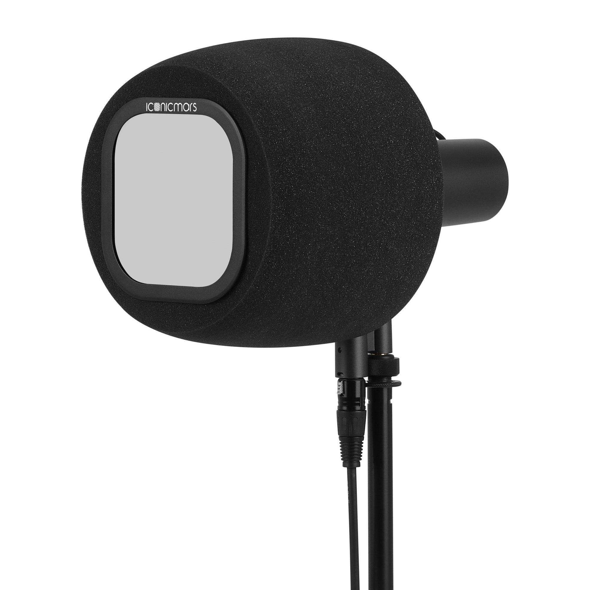 Comet X7B side with pop filter stand with eyeball like design for front facing microphone like Shure SM7B  -- Soft White